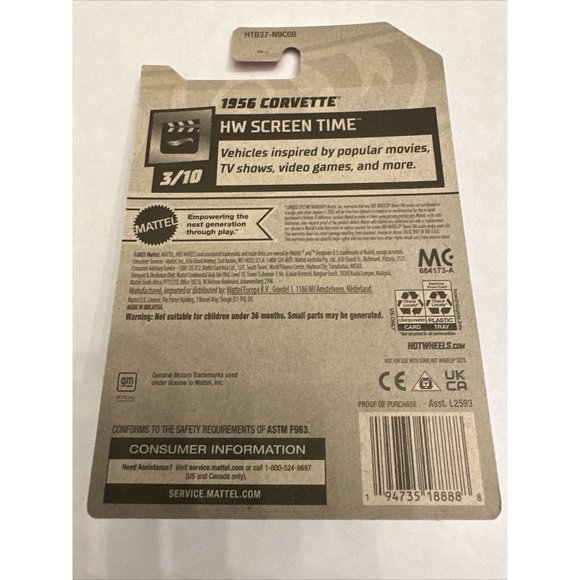 2024 Hot Wheels Barbie The Movie 1956 Corvette HW Screen Time Ken's Chevy C1 - Picture 2 of 2